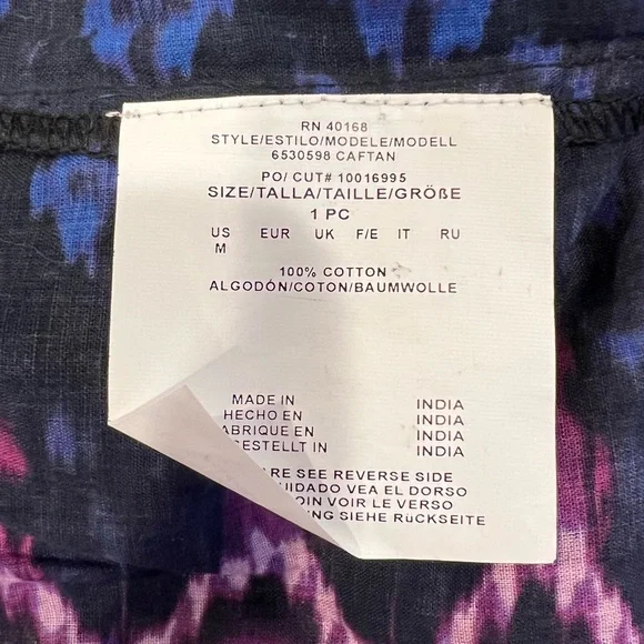 Miraclesuit Bella Alba Cotton Caftan Cover-Up in Midnight Blue (M) - Picture 12 of 14